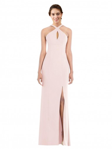 Low Back Stretch Crepe Halter Neck Long Sleeveless Formal Evening Gown / Prom Dress / Bridesmaid Dress Norwich