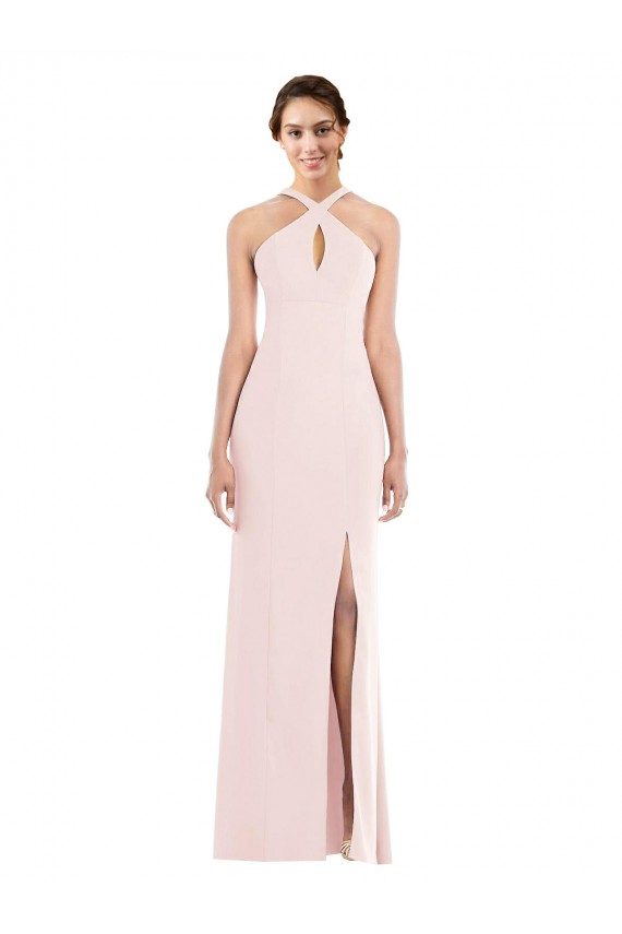 Low Back Stretch Crepe Halter Neck Long Sleeveless Formal Evening Gown / Prom Dress / Bridesmaid Dress Norwich