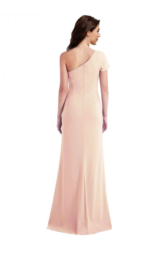 Stretch Crepe One Shoulder Long Cap Sleeves Formal Evening Gown / Prom Dress / Bridesmaid Dress Norwich