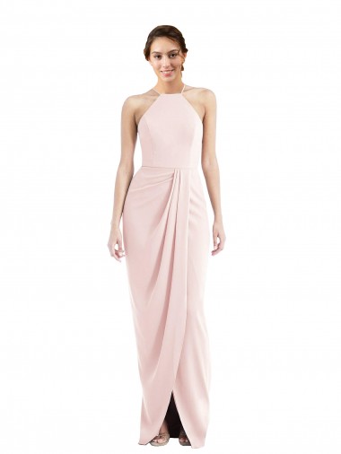 Stretch Crepe Halter Neck Long Sleeveless Semi Formal Evening Dress / Prom Dress / Bridesmaid Dress Norwich