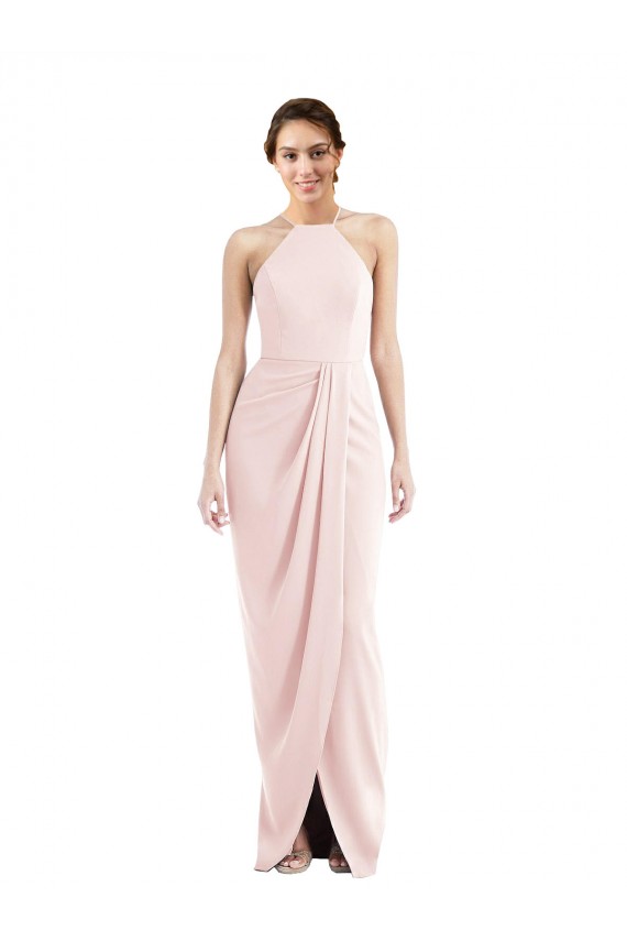 Stretch Crepe Halter Neck Long Sleeveless Semi Formal Evening Dress / Prom Dress / Bridesmaid Dress Norwich
