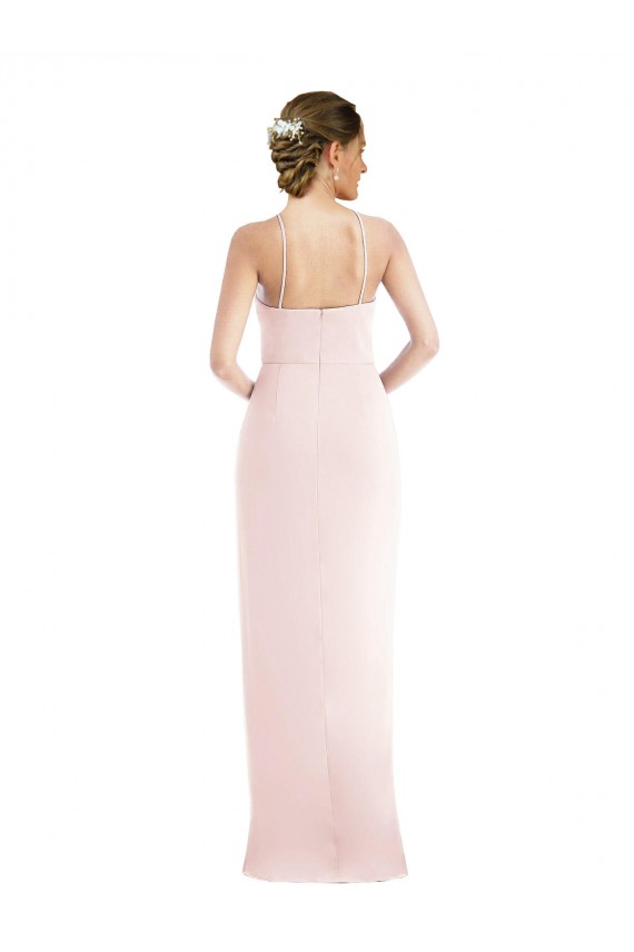 Stretch Crepe Halter Neck Long Sleeveless Semi Formal Evening Dress / Prom Dress / Bridesmaid Dress Norwich
