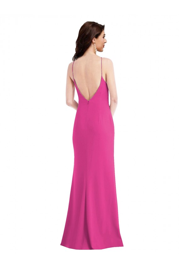 Open Back Fuchsia Stretch Crepe Halter Neck Long Sleeveless Formal Evening Gown / Prom Dress / Bridesmaid Dress Norwich