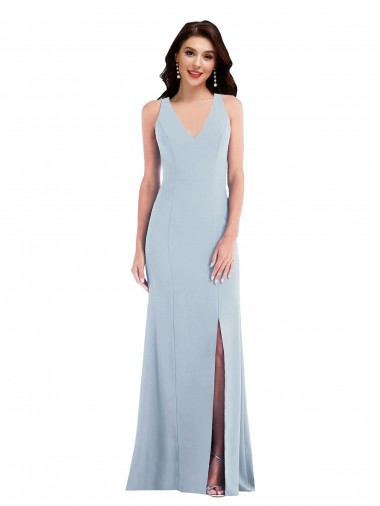 Open Back Stretch Crepe V-Neck Long Sleeveless Evening Dress / Bridesmaid Dress Norwich