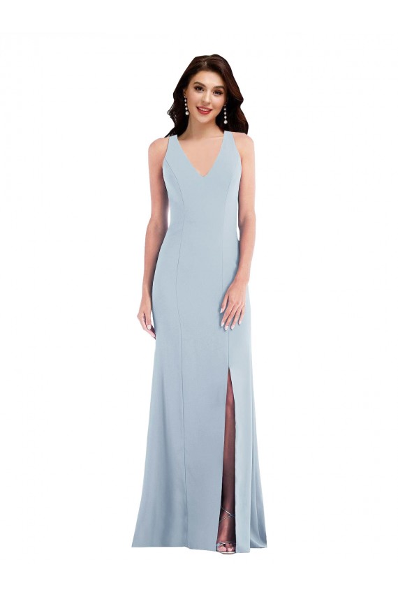Open Back Stretch Crepe V-Neck Long Sleeveless Evening Dress / Bridesmaid Dress Norwich