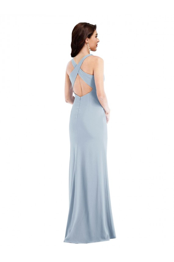 Open Back Stretch Crepe V-Neck Long Sleeveless Evening Dress / Bridesmaid Dress Norwich