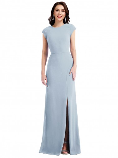 Open Back Stretch Crepe Long Cap Sleeves Formal Evening Gown / Prom Dress / Bridesmaid Dress Norwich
