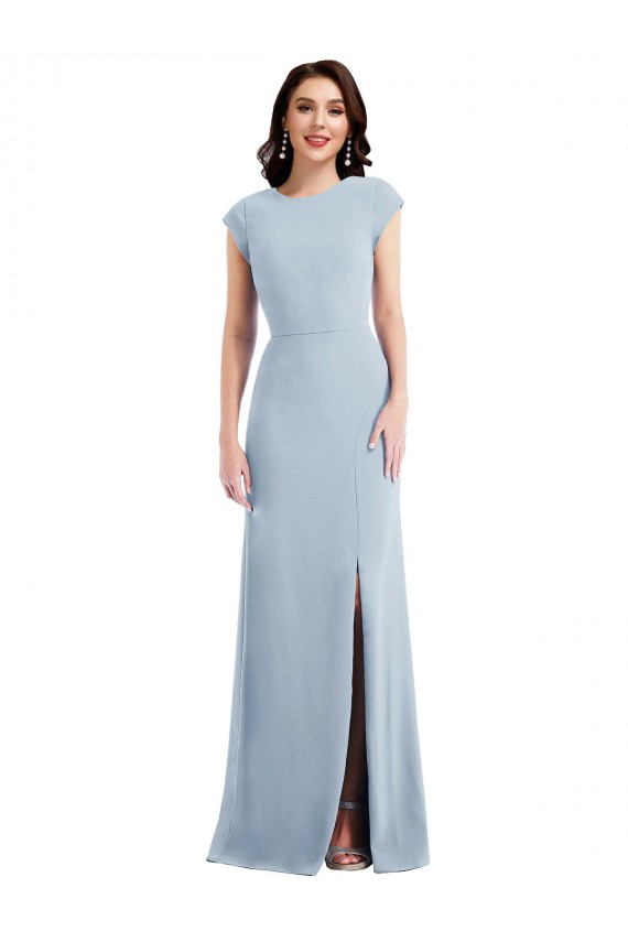 Open Back Stretch Crepe Long Cap Sleeves Formal Evening Gown / Prom Dress / Bridesmaid Dress Norwich