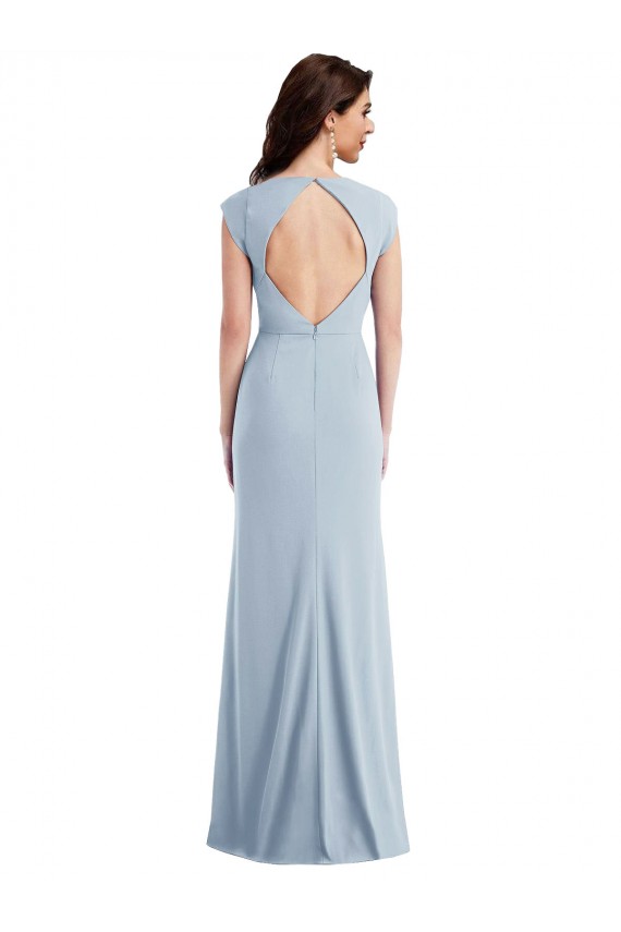 Open Back Stretch Crepe Long Cap Sleeves Formal Evening Gown / Prom Dress / Bridesmaid Dress Norwich