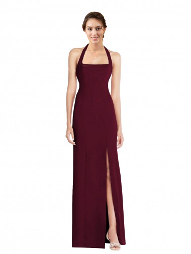 Open Back Stretch Crepe Halter Neck Long Sleeveless Semi Formal Evening Dress / Prom Dress / Bridesmaid Dress Norwich