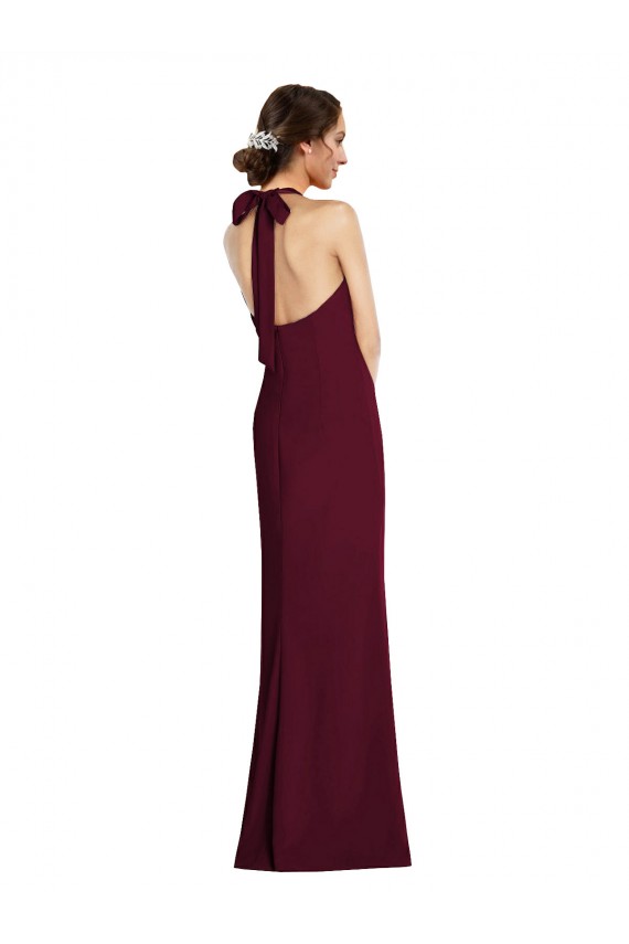 Open Back Stretch Crepe Halter Neck Long Sleeveless Semi Formal Evening Dress / Prom Dress / Bridesmaid Dress Norwich