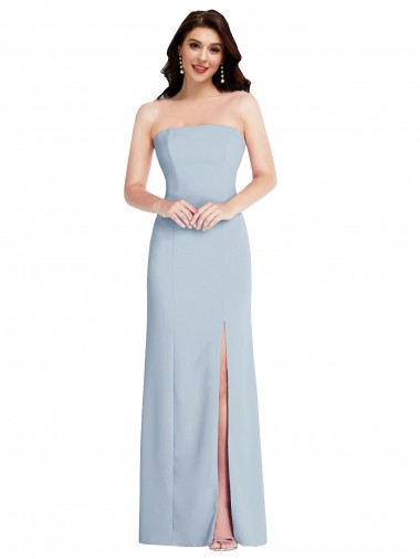 Low Back Light Sky Blue Stretch Crepe Strapless Long Sleeveless Formal Evening Gown / Prom Dress / Bridesmaid Dress Norwich