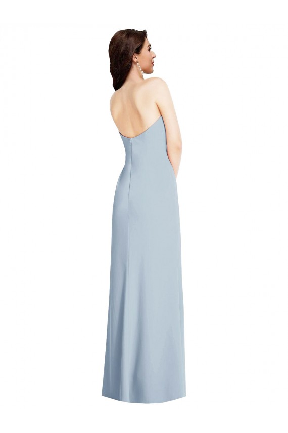 Low Back Light Sky Blue Stretch Crepe Strapless Long Sleeveless Formal Evening Gown / Prom Dress / Bridesmaid Dress Norwich