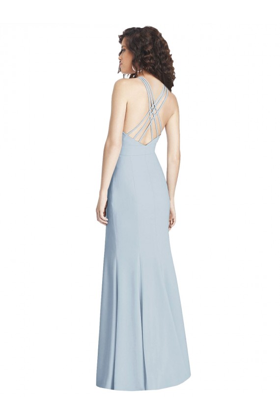 Open Back Stretch Crepe Halter Neck Long Sleeveless Evening Dress / Bridesmaid Dress Norwich