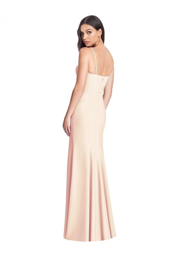 Stretch Crepe Spaghetti Straps Long Sleeveless Semi Formal Evening Dress / Prom Dress / Bridesmaid Dress Norwich