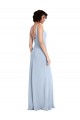 Light Sky Blue Stretch Crepe Square Neck Long Sleeveless Prom Dress / Bridesmaid Dress Norwich