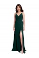 V-Back Midnight Green Stretch Crepe V-Neck Long Sleeveless Formal Evening Gown / Prom Dress / Bridesmaid Dress Norwich
