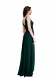 V-Back Midnight Green Stretch Crepe V-Neck Long Sleeveless Formal Evening Gown / Prom Dress / Bridesmaid Dress Norwich