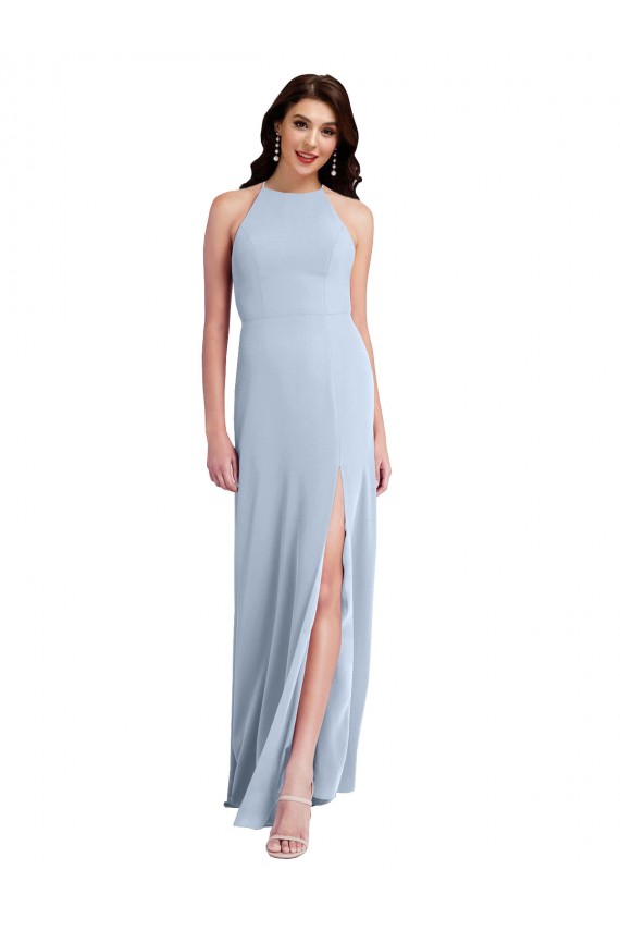 Open Back Sheath Stretch Crepe Halter Neck Long Sleeveless Formal Evening Gown / Prom Dress / Bridesmaid Dress Norwich