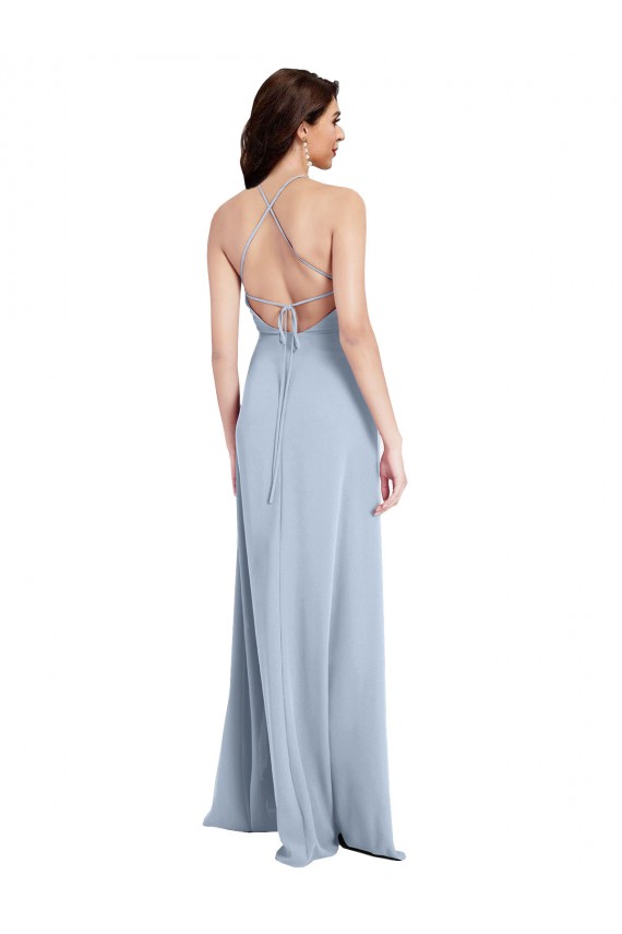 Open Back Sheath Stretch Crepe Halter Neck Long Sleeveless Formal Evening Gown / Prom Dress / Bridesmaid Dress Norwich