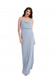 V-Back Smoke Blue Stretch Crepe Spaghetti Straps Long Sleeveless Formal Evening Gown / Prom Dress / Bridesmaid Dress Norwich