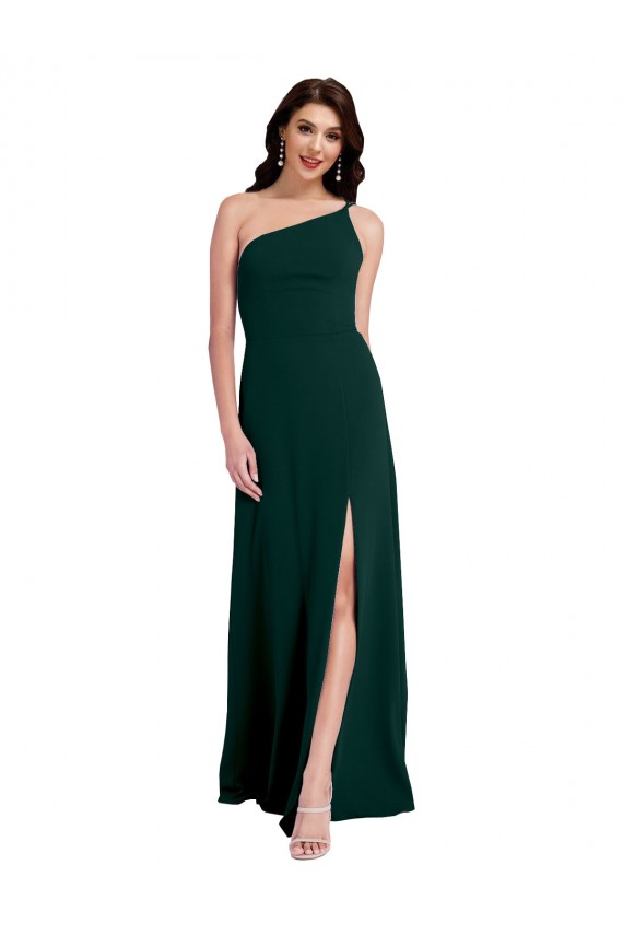 Open Back Stretch Crepe One Shoulder Long Sleeveless Formal Evening Gown / Prom Dress / Bridesmaid Dress Norwich