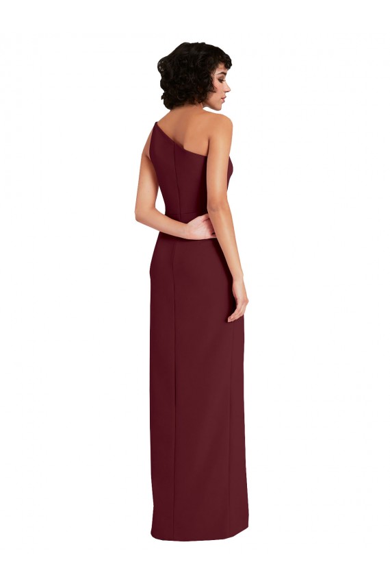 Burgundy Gold Stretch Crepe One Shoulder Long Sleeveless Formal Evening Gown / Prom Dress / Bridesmaid Dress Norwich