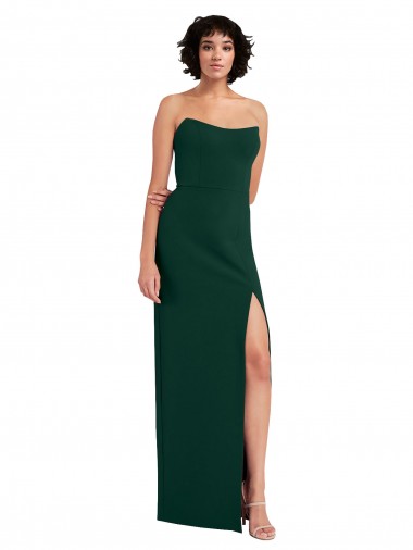 Low Back Midnight Green Stretch Crepe Scoop Neck Long Sleeveless Formal Evening Gown / Prom Dress / Bridesmaid Dress Norwich