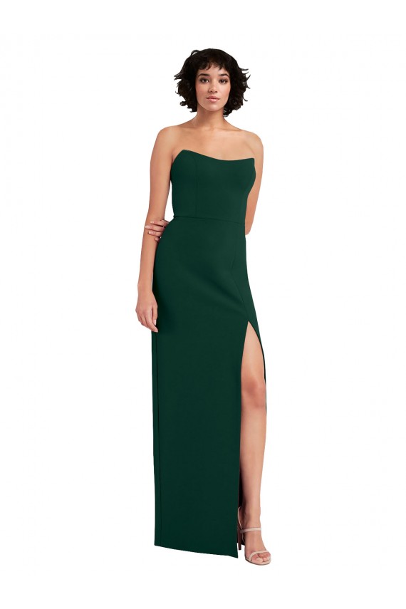 Low Back Midnight Green Stretch Crepe Scoop Neck Long Sleeveless Formal Evening Gown / Prom Dress / Bridesmaid Dress Norwich