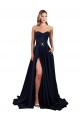 Low Back Dark Navy Stretch Crepe Sweetheart Long Sleeveless Formal Dress / Bridesmaid Dress Norwich