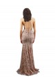 Open Back Rose Gold Stretch Crepe & Sequin Tulle V-Neck Long Sleeveless Formal Evening Gown / Prom Dress / Bridesmaid Dress Norwich