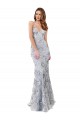 Open Back Silver Stretch Crepe & Sequin Tulle V-Neck Long Sleeveless Formal Evening Gown / Prom Dress / Bridesmaid Dress Norwich