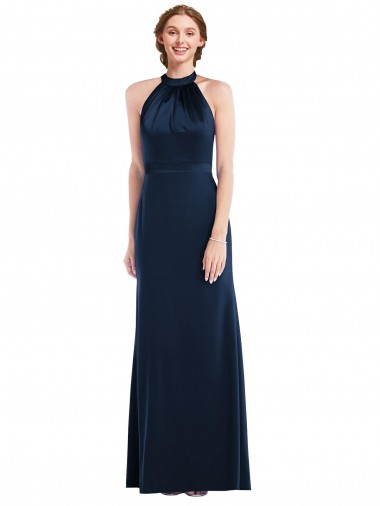 Open Back Stretch Crepe High Neck Long Sleeveless Semi Formal Evening Dress / Prom Dress / Bridesmaid Dress Norwich