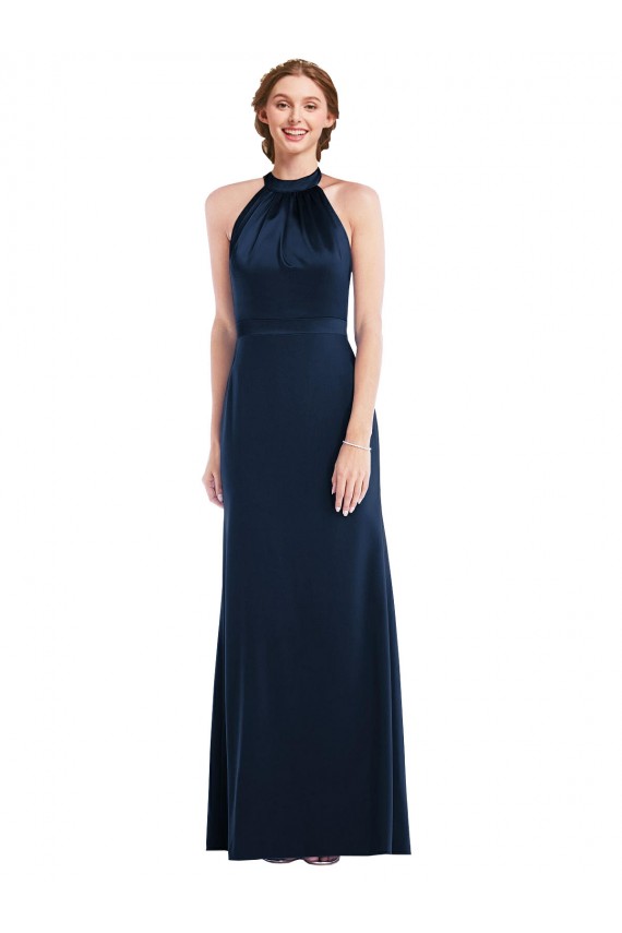 Open Back Stretch Crepe High Neck Long Sleeveless Semi Formal Evening Dress / Prom Dress / Bridesmaid Dress Norwich