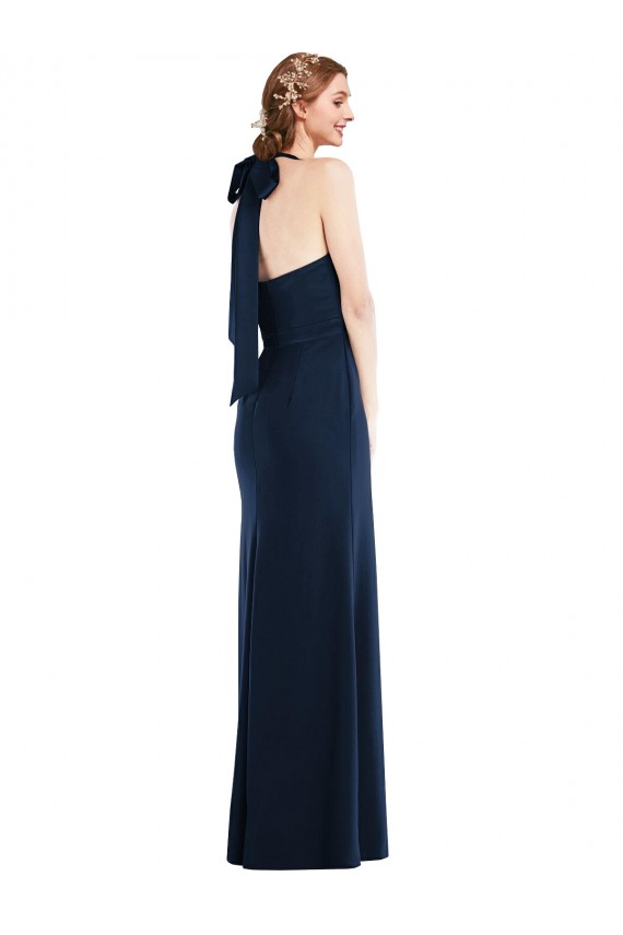 Open Back Stretch Crepe High Neck Long Sleeveless Semi Formal Evening Dress / Prom Dress / Bridesmaid Dress Norwich