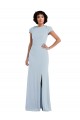 Keyhole Back Stretch Crepe Jewel Neck Long Cap Sleeves Semi Formal Evening Dress / Bridesmaid Dress Norwich