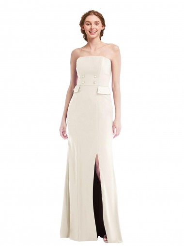 Ivory Stretch Crepe Strapless Long Sleeveless Semi Formal Evening Dress / Prom Dress / Bridesmaid Dress Norwich