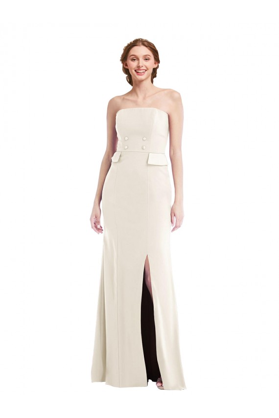 Ivory Stretch Crepe Strapless Long Sleeveless Semi Formal Evening Dress / Prom Dress / Bridesmaid Dress Norwich
