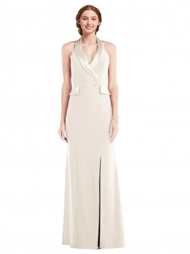 Low Back Stretch Crepe Halter Neck Long Sleeveless Semi Formal Evening Dress / Prom Dress / Bridesmaid Dress Norwich