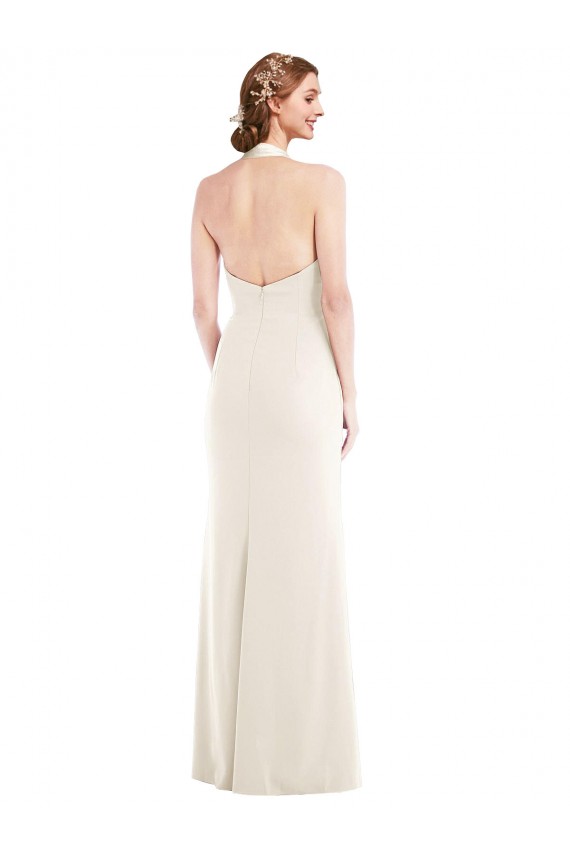 Low Back Stretch Crepe Halter Neck Long Sleeveless Semi Formal Evening Dress / Prom Dress / Bridesmaid Dress Norwich