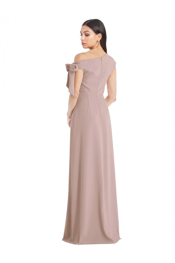Dusty Pink Stretch Crepe Off the Shoulder Long Sleeveless Formal Evening Gown / Prom Dress / Bridesmaid Dress Norwich