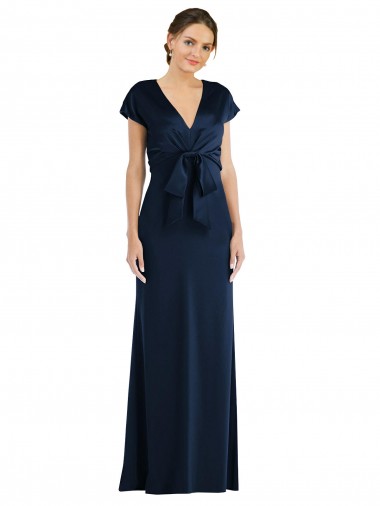 Keyhole Back Stretch Crepe Off the Shoulder Long Cap Sleeves Formal Evening Gown / Prom Dress / Bridesmaid Dress Norwich