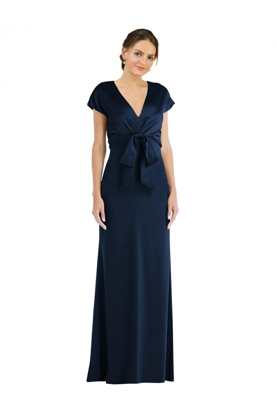 Keyhole Back Stretch Crepe Off the Shoulder Long Cap Sleeves Formal Evening Gown / Prom Dress / Bridesmaid Dress Norwich