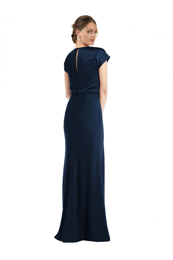 Keyhole Back Stretch Crepe Off the Shoulder Long Cap Sleeves Formal Evening Gown / Prom Dress / Bridesmaid Dress Norwich