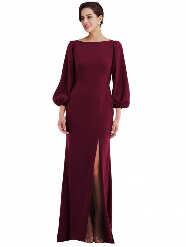 Open Back Stretch Crepe Bateau Neck Long Long Sleeves Formal Evening Gown / Prom Dress / Bridesmaid Dress Norwich