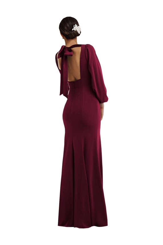 Open Back Stretch Crepe Bateau Neck Long Long Sleeves Formal Evening Gown / Prom Dress / Bridesmaid Dress Norwich