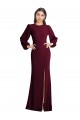 Open Back Stretch Crepe Bateau Neck Long Puff Sleeves Formal Dress / Bridesmaid Dress Norwich