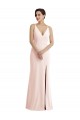 V-Back Pink Stretch Crepe V-Neck Long Sleeveless Formal Evening Gown / Prom Dress / Bridesmaid Dress Norwich