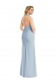 Open Back Light Sky Blue Stretch Crepe Halter Neck Long Sleeveless Bridesmaid Dress / Evening Dress Norwich