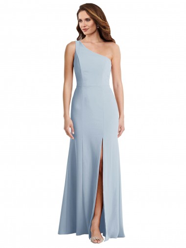 Light Sky Blue Stretch Crepe One Shoulder Long Sleeveless Formal Evening Gown / Prom Dress / Bridesmaid Dress Norwich